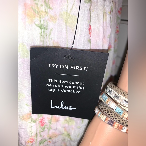 Lulus Sandi Ivory Multi Floral Tie-Front Midi Dress New with tags size Medium - Picture 9 of 11